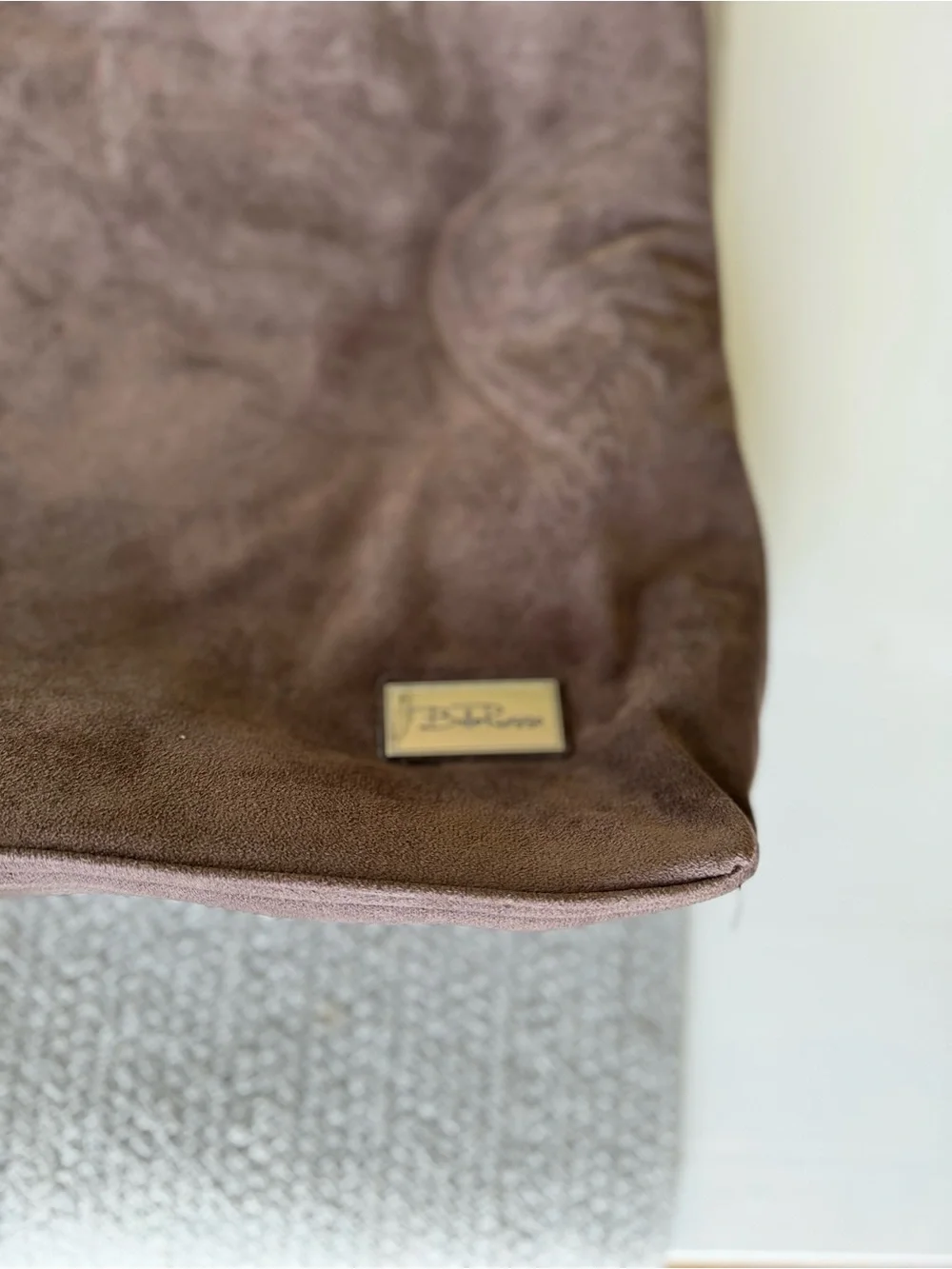 Bella Russo Taupe Brown Faux Suede Hobo Shoulder Bag Silver Accents